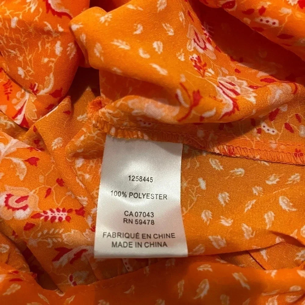 NWT! Joie Orange Floral Tie Front Crop Top. Medium - Picture 5 of 6